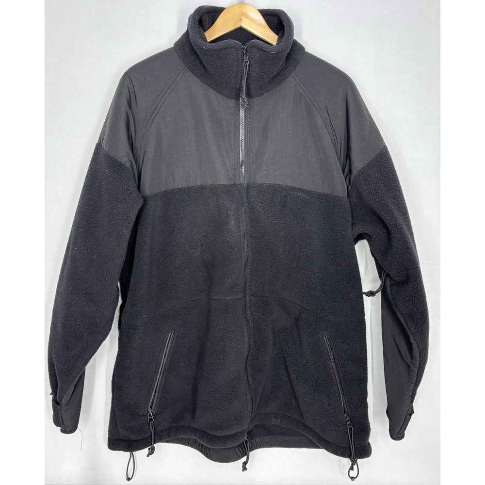 US Military Cold Weather Jacket Black Fleece Plated ECWCS Army Full Zipper Clean